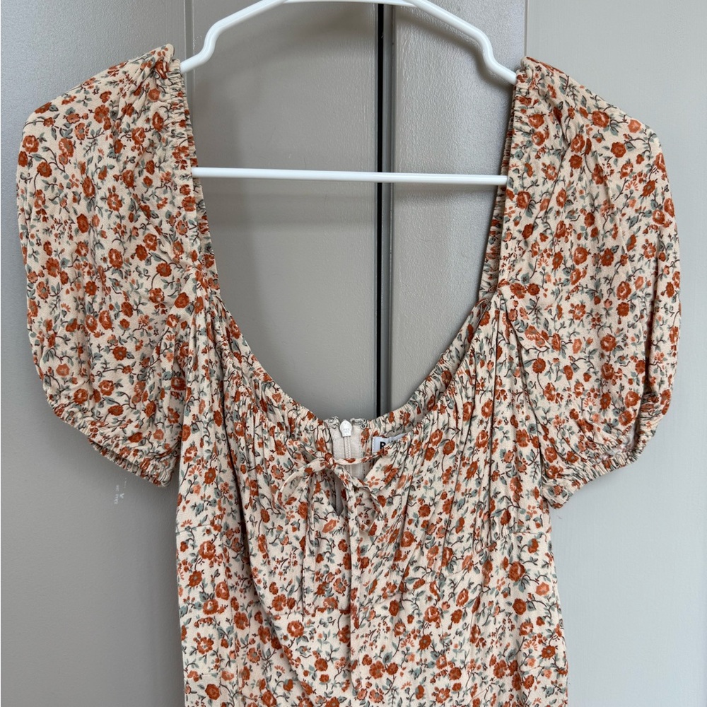 Reformation Orange and Cream Floral Midi Dress